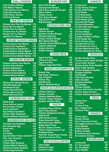 The Food Park menu 