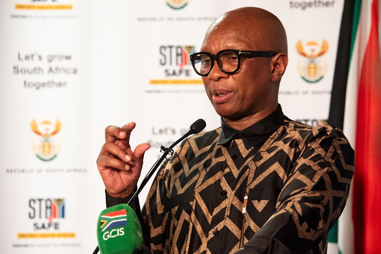 Zizi Kodwa briefing the media on important developments in the sport, arts and culture sector.