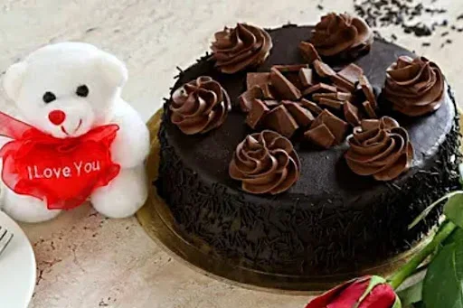 Chocolate Cake And 1 Teddy Bear