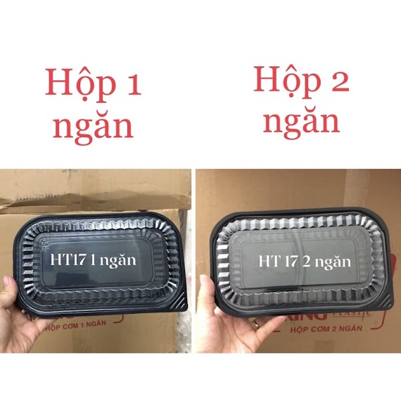 Hộp Nhựa Đế Đen - Đựng Cơm, Bánh Dùng 1 Lần Ht17 - Hộp 1 Ngăn, Hộp 2 Ngăn