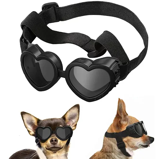 1 Pcs Heart-shaped Small Dog Sunglasses Waterproof UV Protection Dog Cat Sun Glasses with Adjustable Strap Goggles Pet P