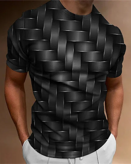 2023 Simple Men'S T-Shirt Geometric Pattern 3d Printed Me... - 0