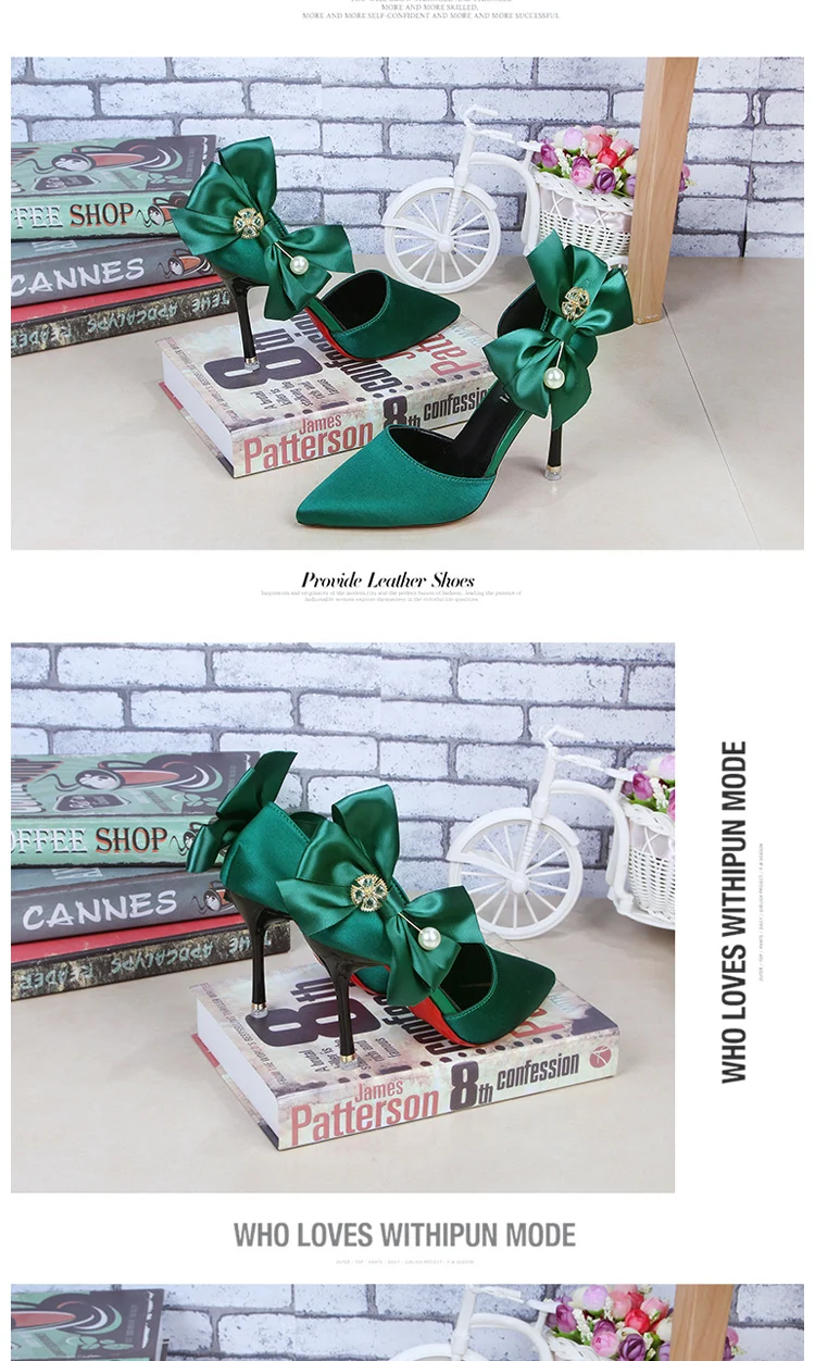 Title 6, Zapatos de tacón de aguja para mujer con lazo, ...