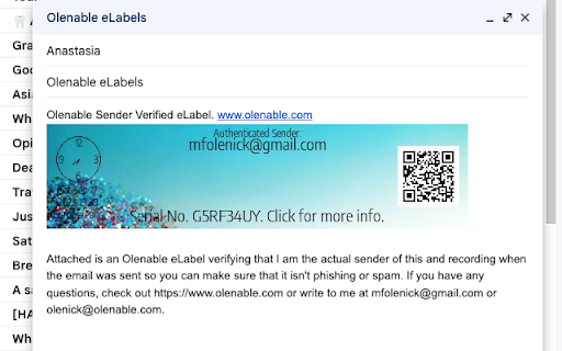 Olenable Email eLabel's