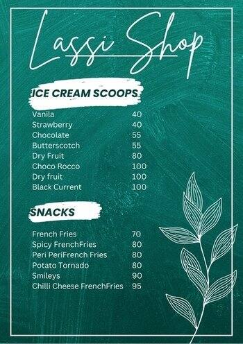 Lassi Shop menu 