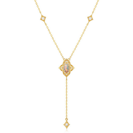 Title 5, Vintage Petal Lace Natural Opal Necklace, Enhan...