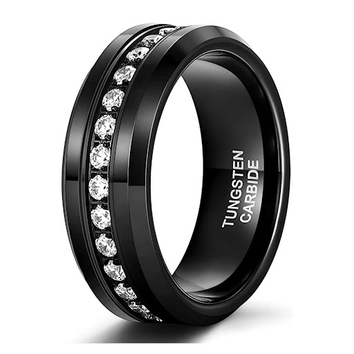 Title 3, Unisex Silver Tungsten Ring featuring a single ...