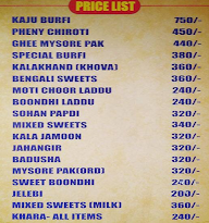 Bharani Sweets menu 1