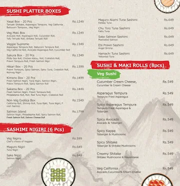 The Bandra Sushiholic menu 