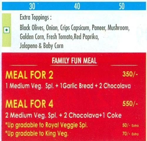 DA Pizza Palace menu 