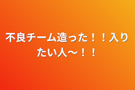 不良チーム造った！！入りたい人〜！！