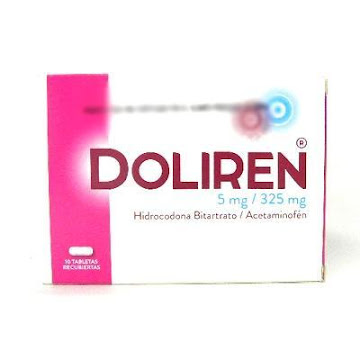 Doliren Hidrocodona Bitartrato + Acetaminofén 5mg/325mg Abbott Caja x 10 Tabletas  