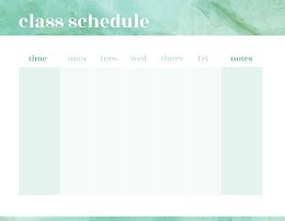 Class Schedule Mint - Class Schedule item