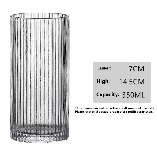 Title 5, Single-layer style simple striped glass cup. Pe...