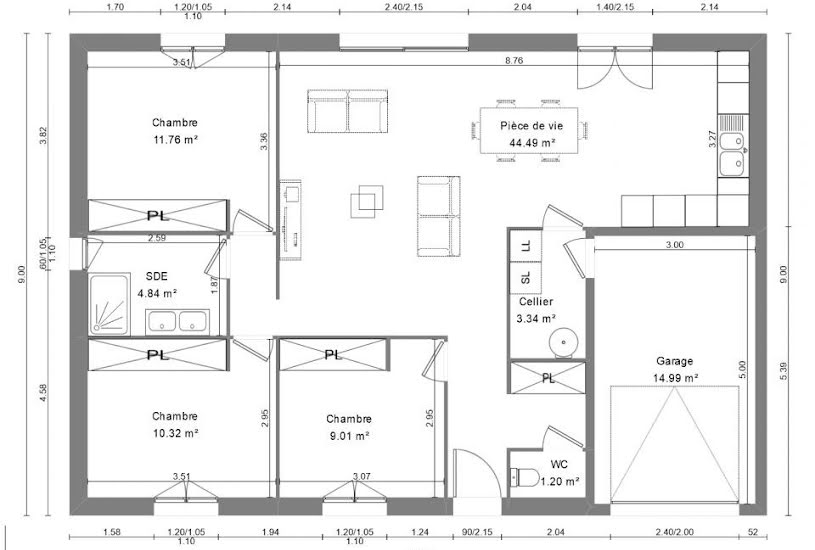  Vente Terrain + Maison - Terrain : 951m² - Maison : 80m² à Marcé-sur-Esves (37160) 