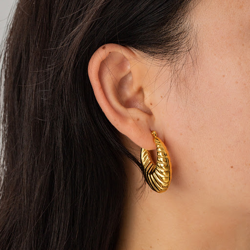 Title 4, 18K Gold Stainless Steel Exaggerated Horn Hollo...