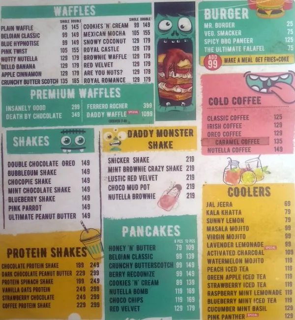 Daddy Waffle menu 