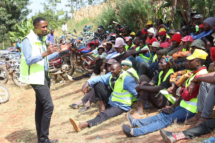 An NTSA official address Gaturi boda boda operators on March 14, 2022.