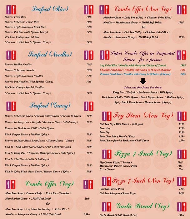 Menu Of 99 China Cottage Mira Road Thane Magicpin