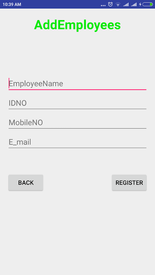 Android application Office Management screenshort