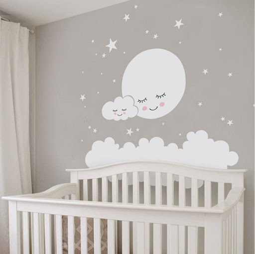 Title 4, White Clouds Stars Removable Personality Wall S...