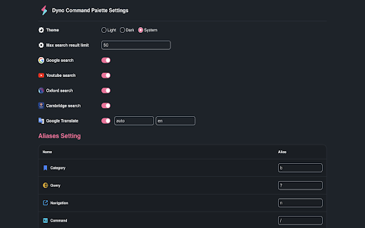 Dyno Command Palette