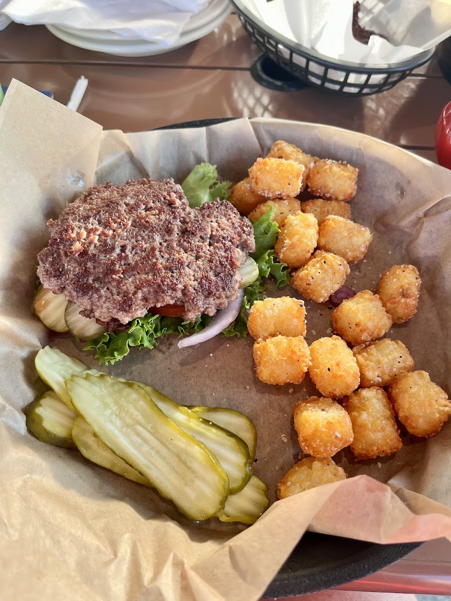 Burger and tots