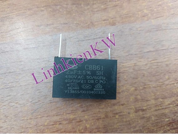 Tụ Quạt Cbb61 2Uf 450V Chân Kim Cắm Mạch Mới !