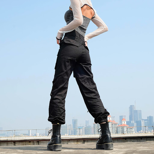 Title 5, Irregular High Waist Multi-pocket Casual Overal...