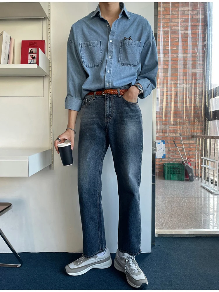 Title 10, Trendiges Denim-Hemd Herren Langarmshirt Lässig...