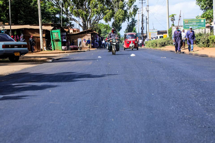 A section of Upper road in Thika town that has been recarpeted.