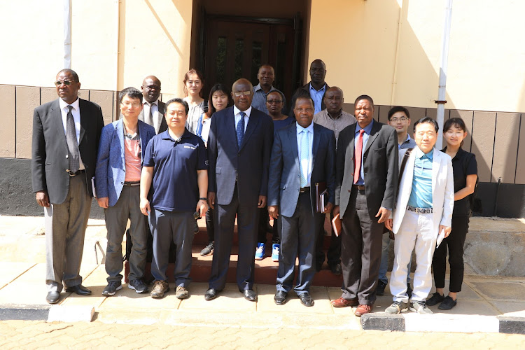 Bungoma Governor Wycliffe Wangamati with Chinese contractors