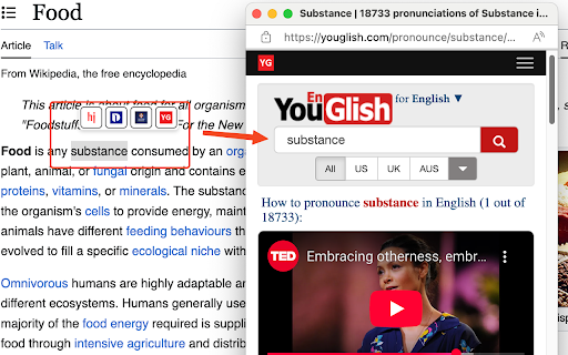 Popup Dict (Dictionary.com/Youglish/Cambridge Dict)