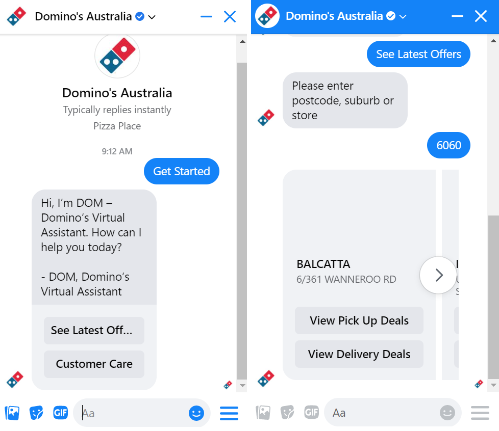 Domino's Australia Chatbot