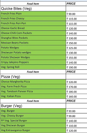 The Foodish Point menu 