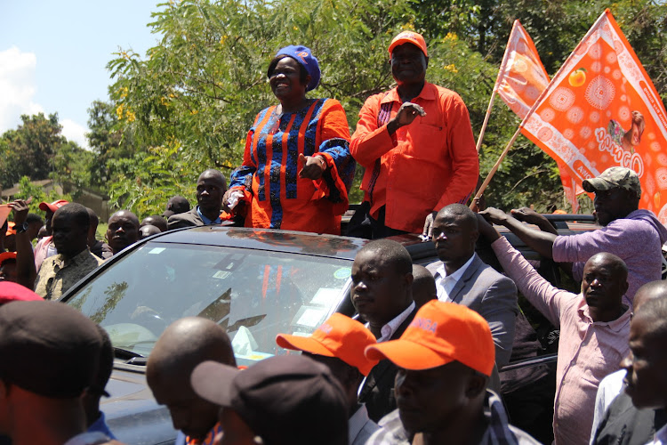 Homa Bay gubernatorial candidate on ODM ticket Gladys Wanga and running mate Oyugi Magwanga after they were cleared by IEBC on June 6,2022