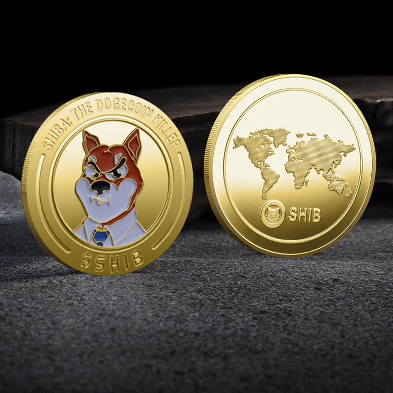 Shiba Inu Coin 3D Reljefno Oslikana Komemorativna Kovanica Digitalni Virtuelni Novčić Poklon