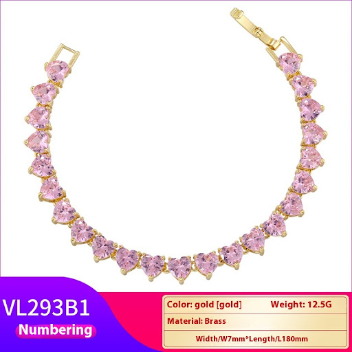 Title 9, Micro-inlaid Diamond Peach Heart Bracelet Neckl...