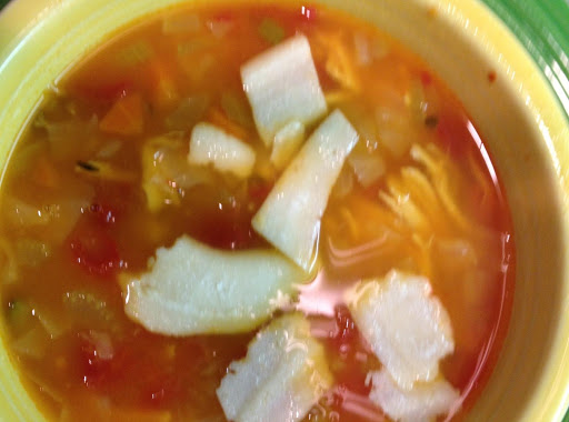 Chicken Minestrone Soup with fresh shaved parmesan cheese