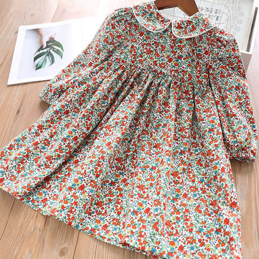 Title 4, Collar colored floral princess dress for girls....