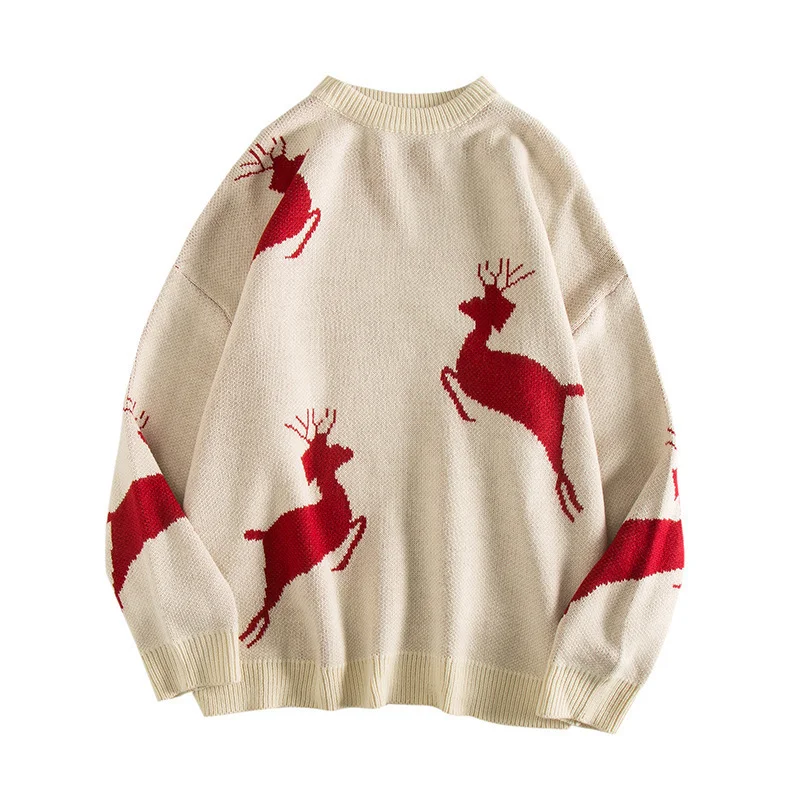 Neuer Jacquard-Weihnachtsstrickpullover, locker und faul