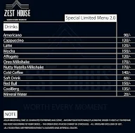 Zest House menu 1