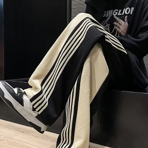 Title 1, Black Hong Kong Style Stripes Versatile Casual ...