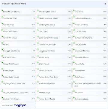 Agarwal Sweets menu 