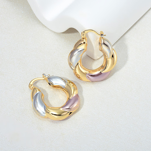 Title 3, Niche Exaggerated Golden Flower Stud Earrings –...