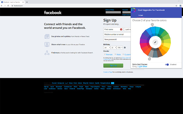 Color Themes for Facebook™ chrome extension