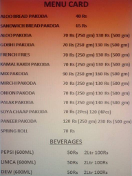 Bindra Paakode Wala Since 1989 menu 1