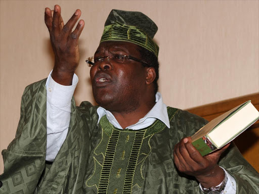 Miguna Miguna during the launch of his book "Peeling back the mask-A quest for justice in Kenya". FILE