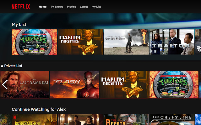 Netflix Private List chrome extension