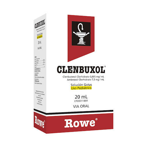 Clenbuterol + Ambroxol 0,005/7,5mg/ml Clenbuxol Gotas Rowe x 20 ml     